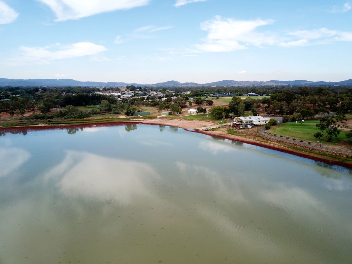 Aerial view over Lake Albert looking south east towards Boat Club