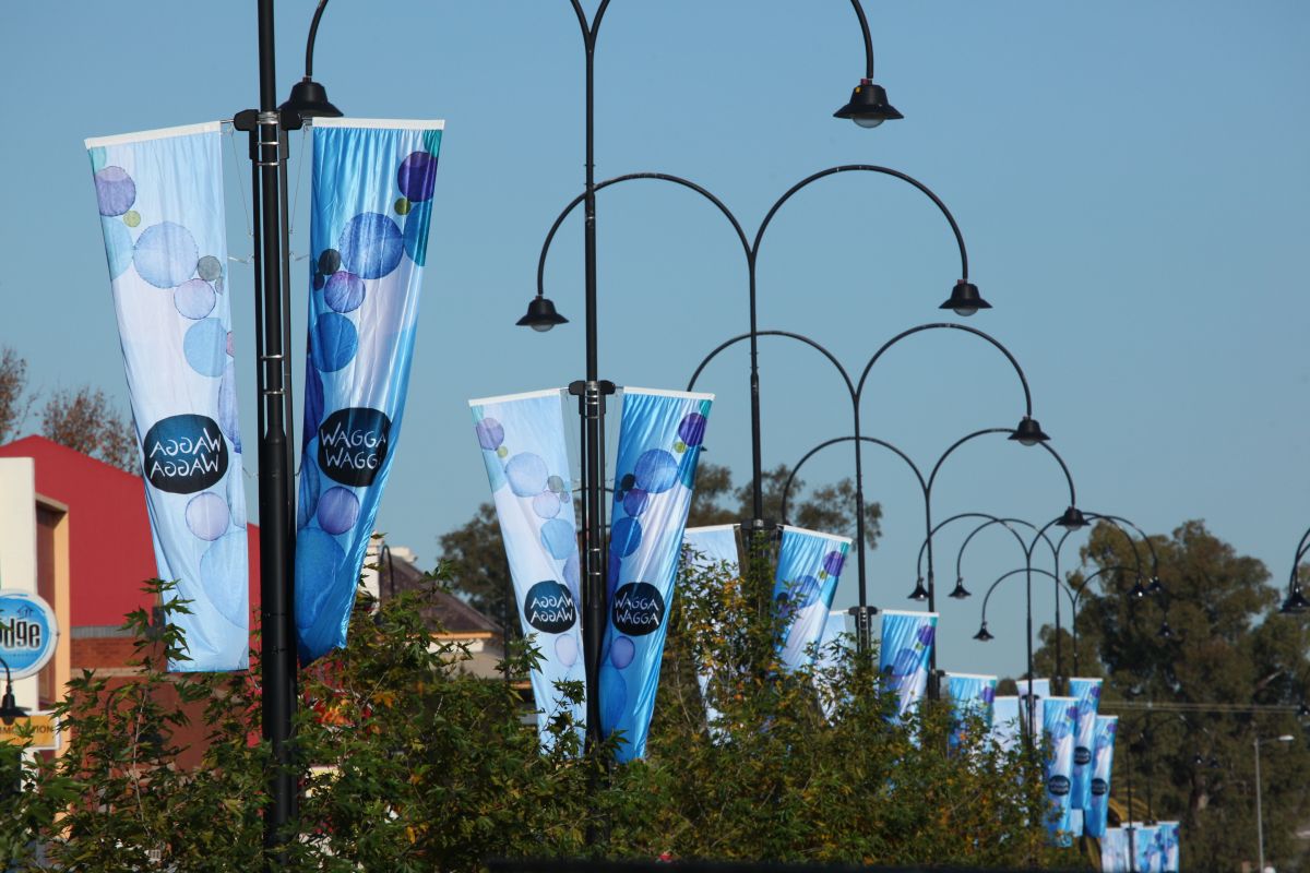 Wagga main street flags
