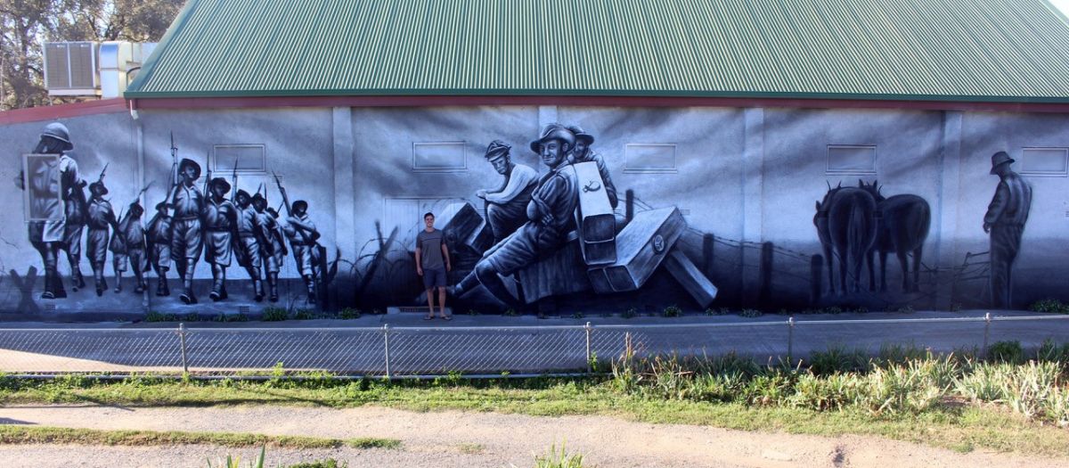 Wall with mural 