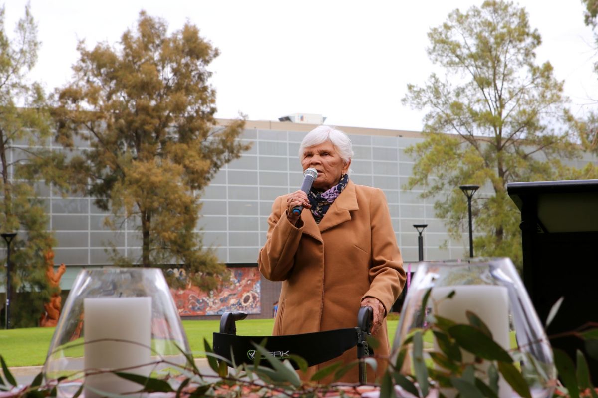 Aunty Isabel Reid delivering Welcome to Country