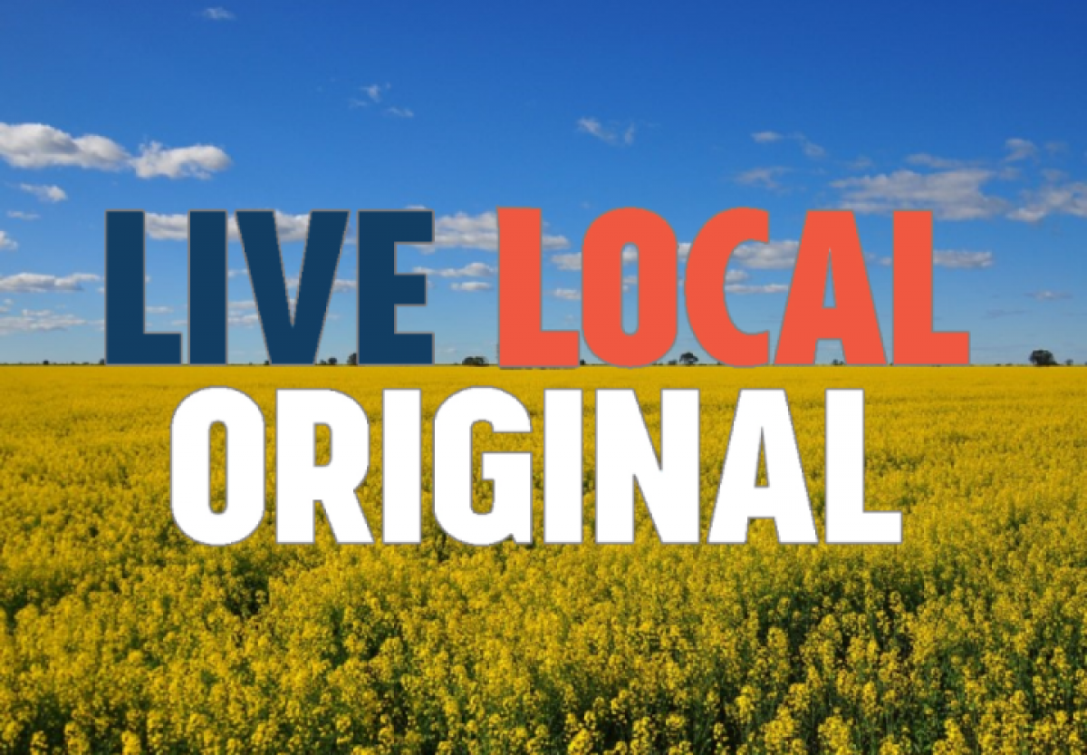 A canola field with the words 'Live Local Original' superimposed