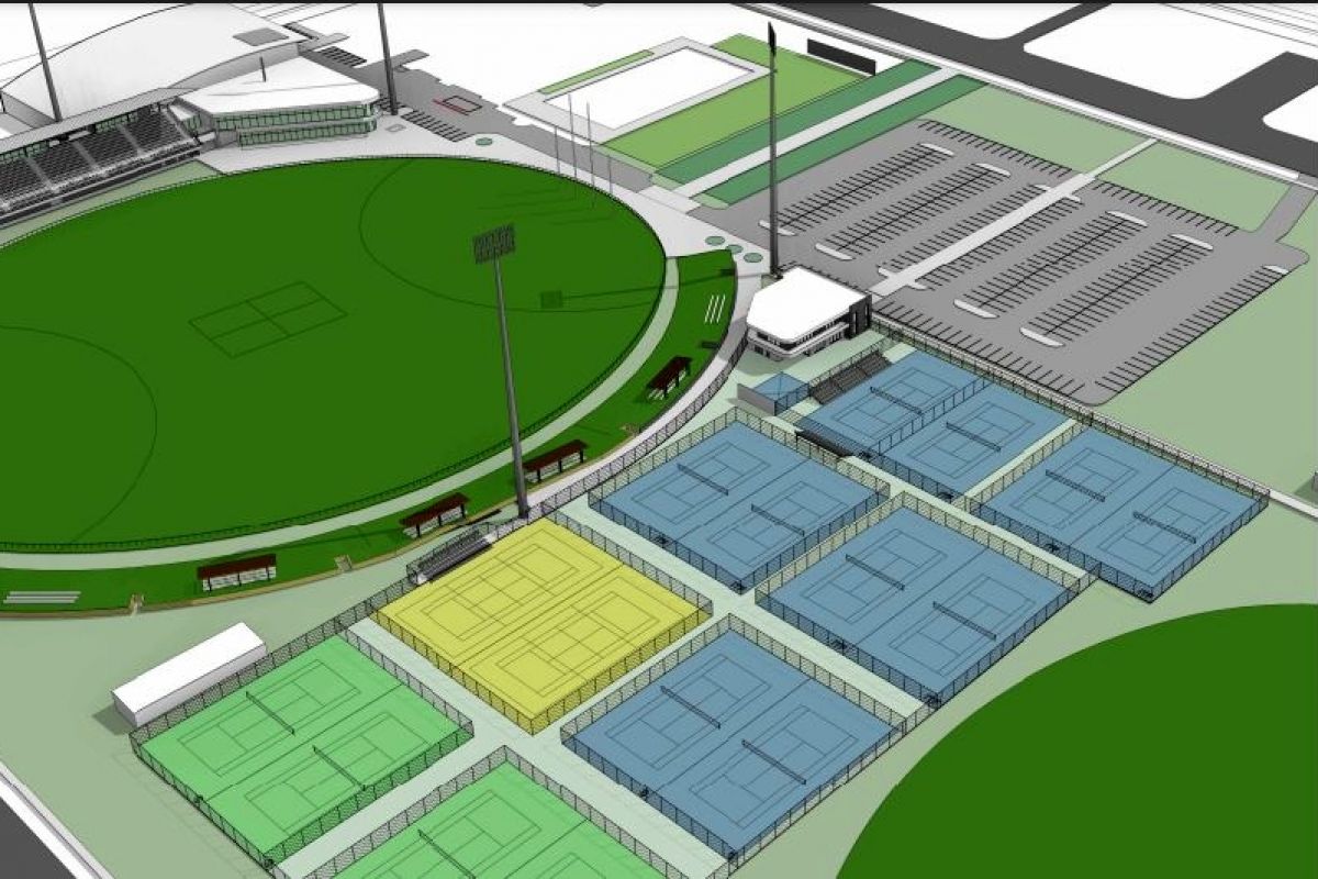 Concept design drawing of tennis court development