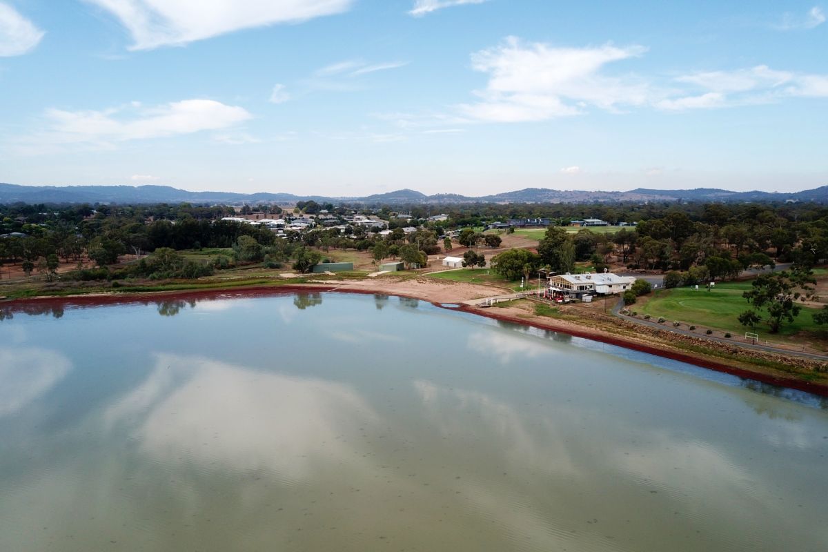 lake, shoreline, sheds and boat club