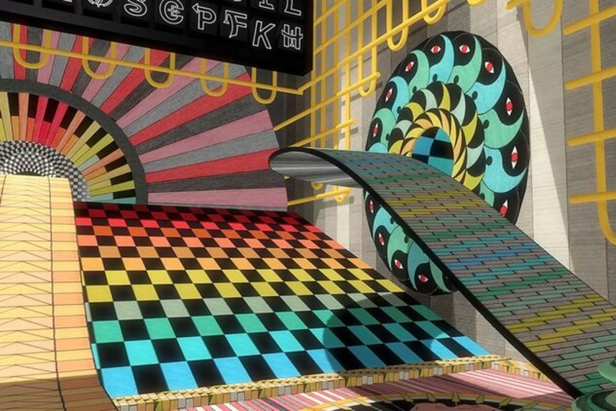 A multi-coloured digital artwork