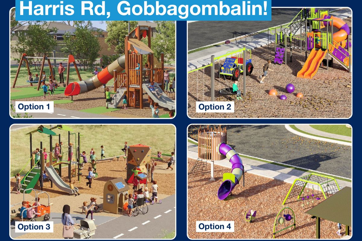 Graphic Design image of four playground option concepts