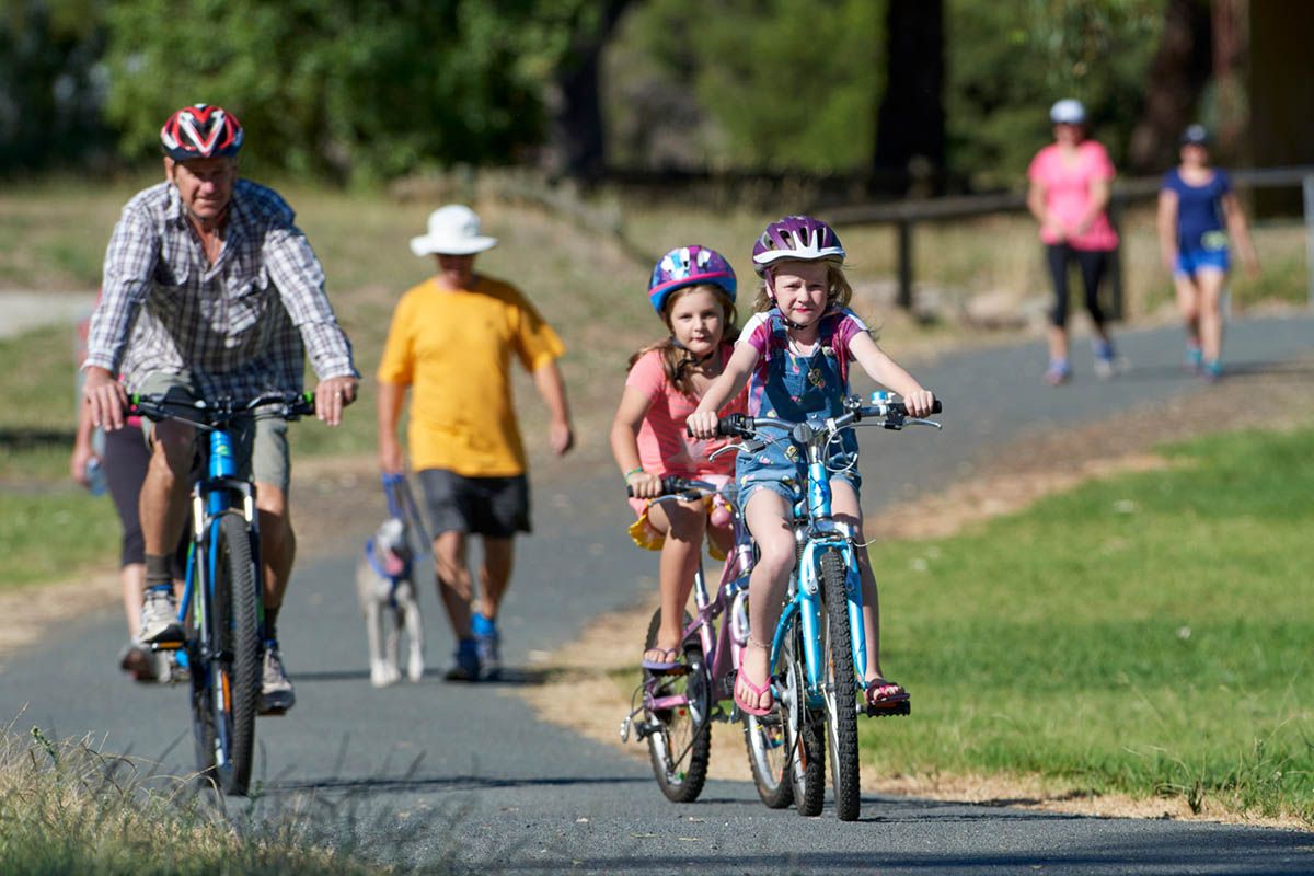 People riding bikes