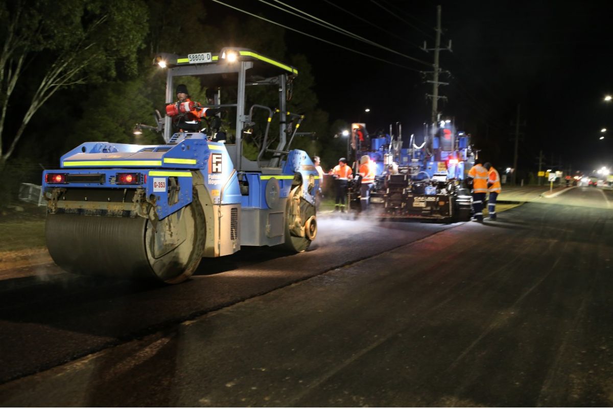 roller on new asphalt