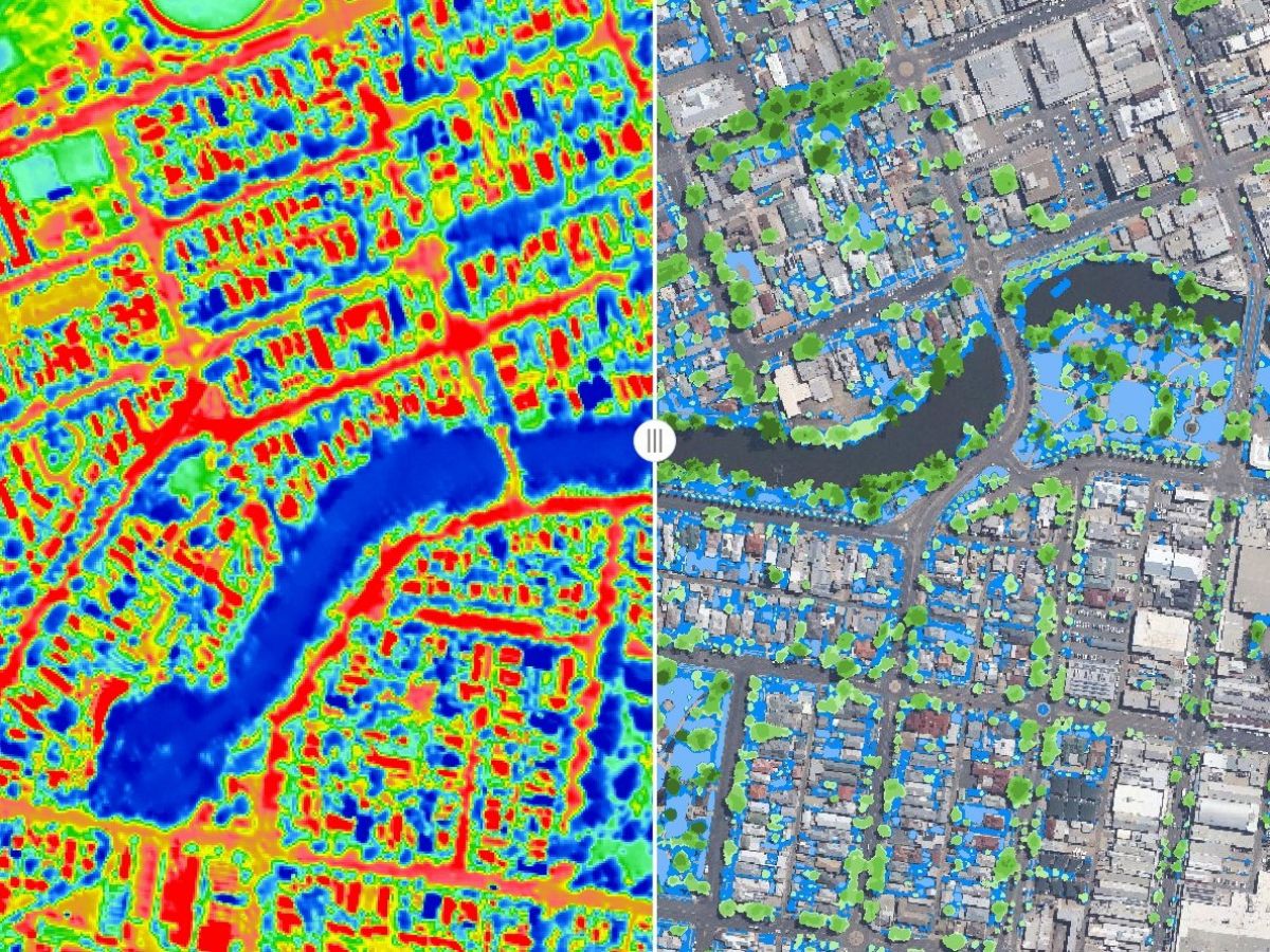 Aerial heatmap of an urban setting