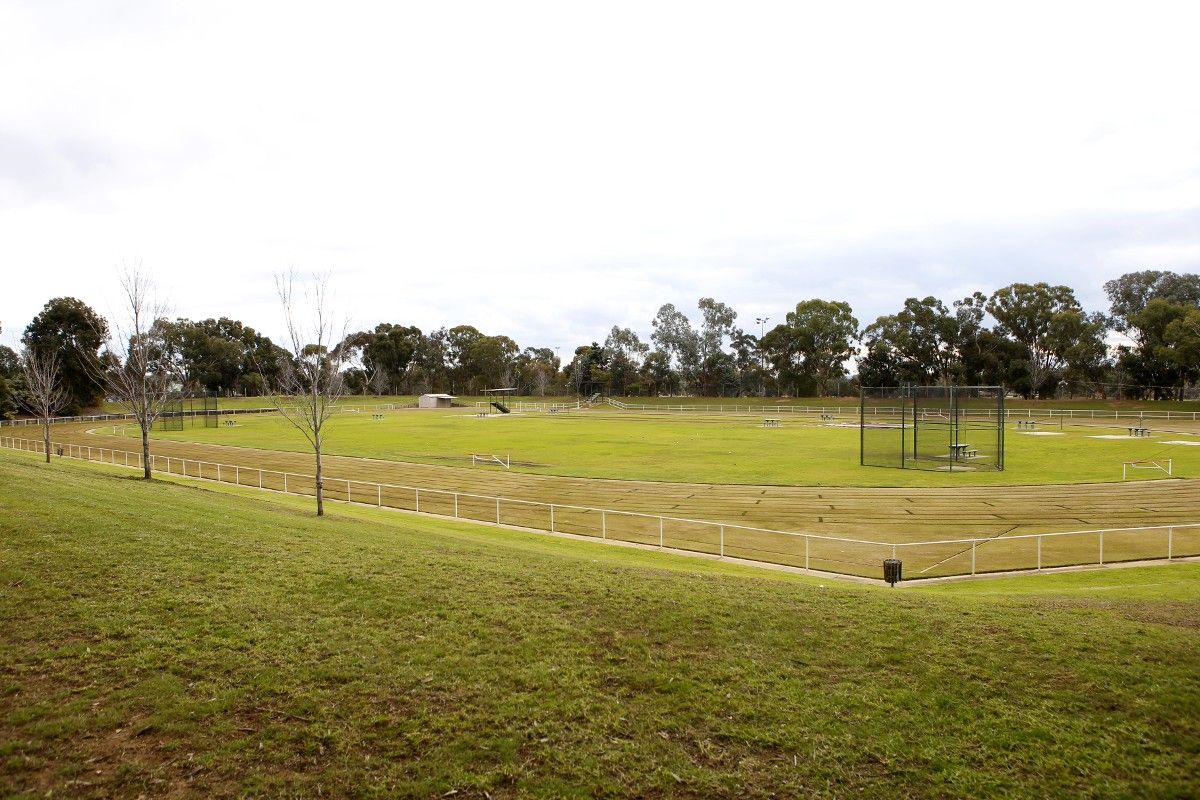 Wides shot of grass athletics track
