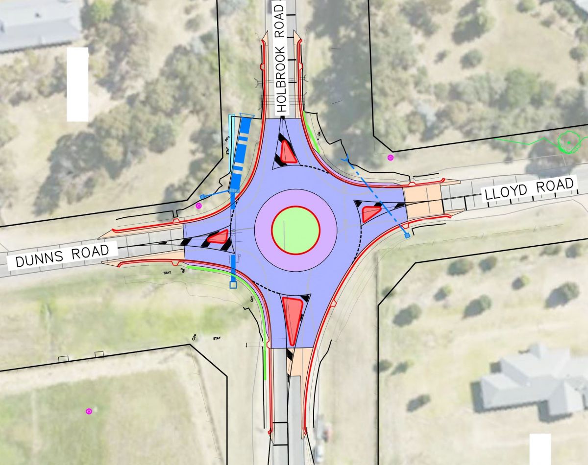 A design of a roundabout on a map. 
