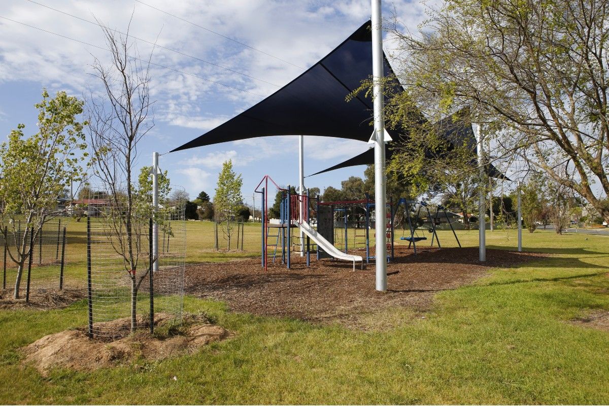 Playground covered by shade sails