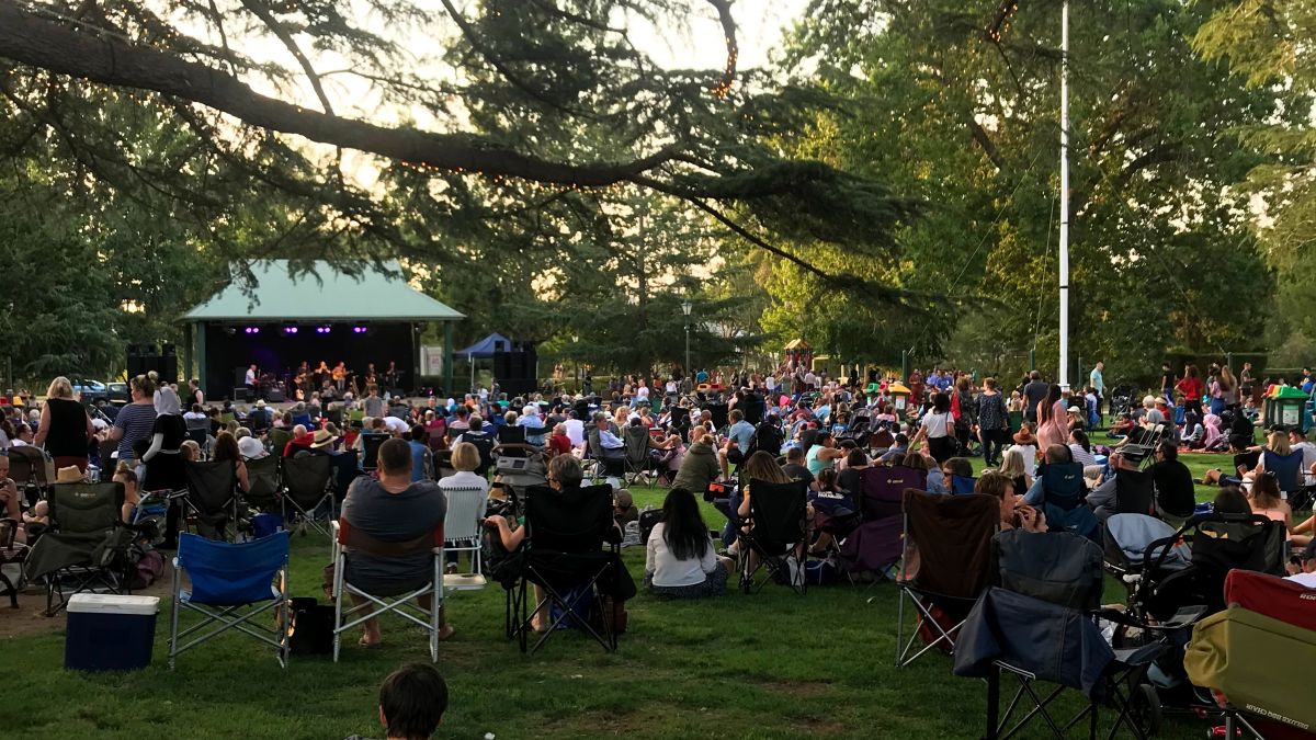 people seated and standing in park during celebration event