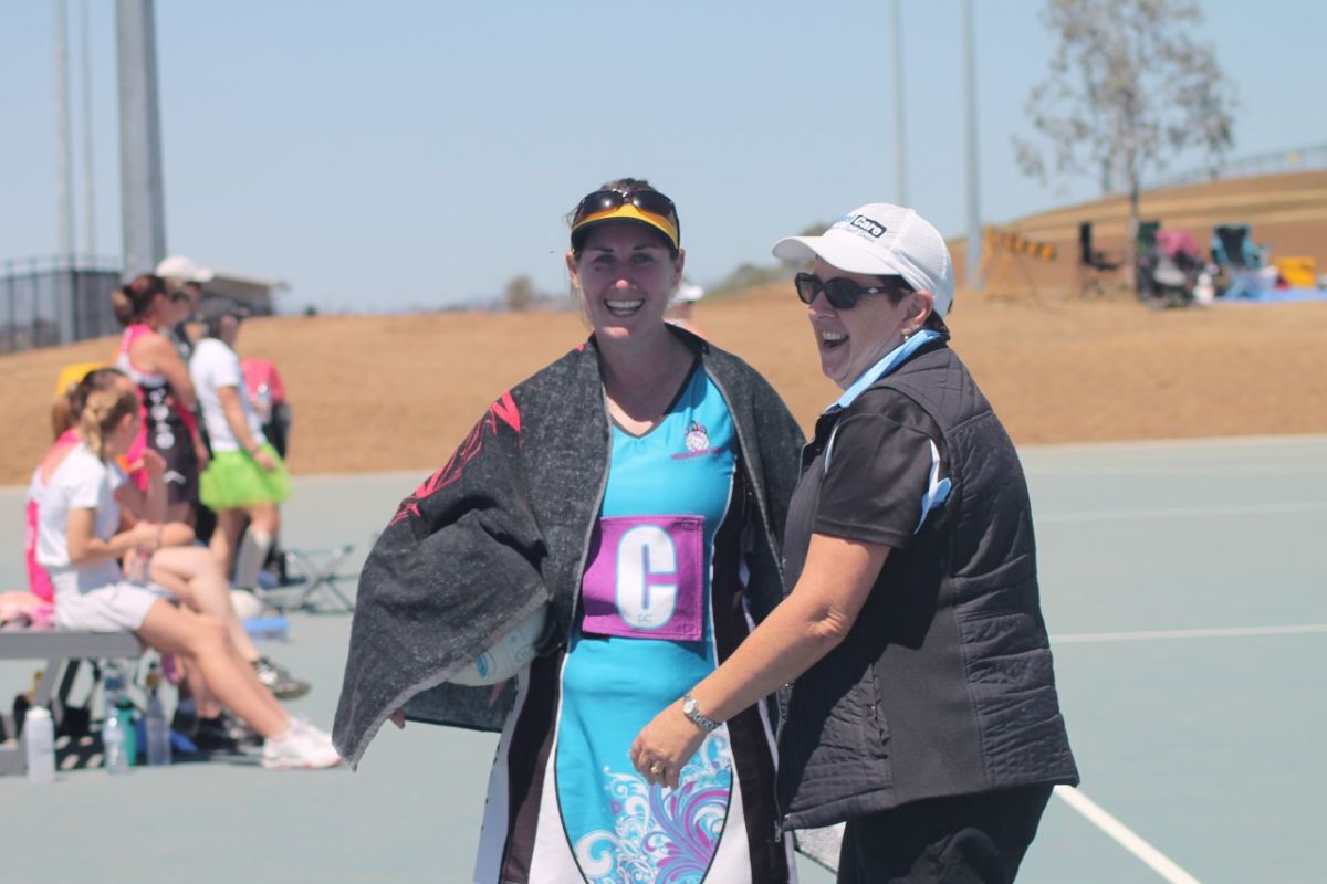 Netballers having a chat