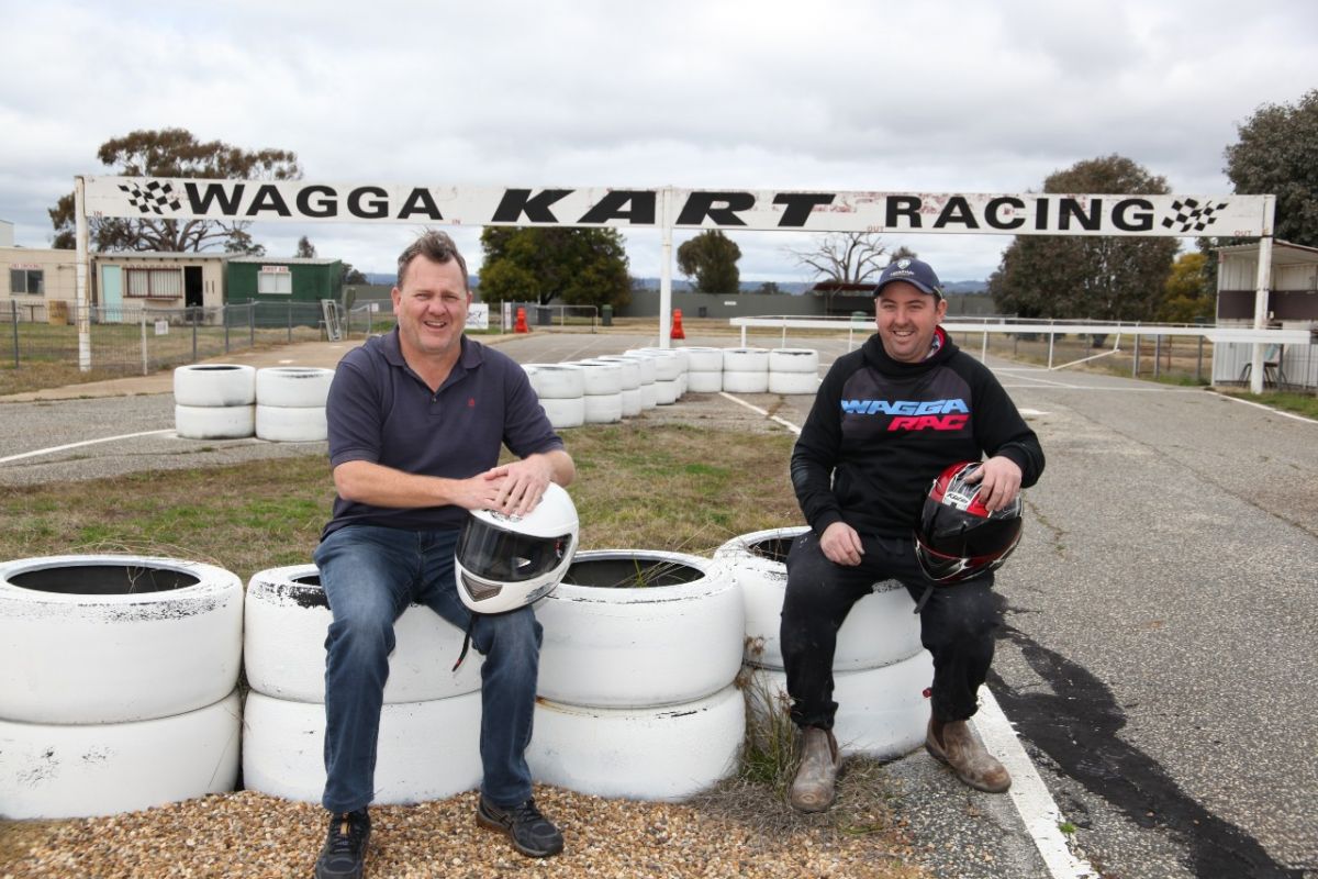 Two men at racig track