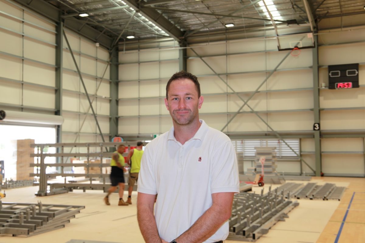 Manager Oasis Marc Geppert at the Multi-Purpose Stadium at Equex where construction of the seating is taking place on the third inside basketball court.
