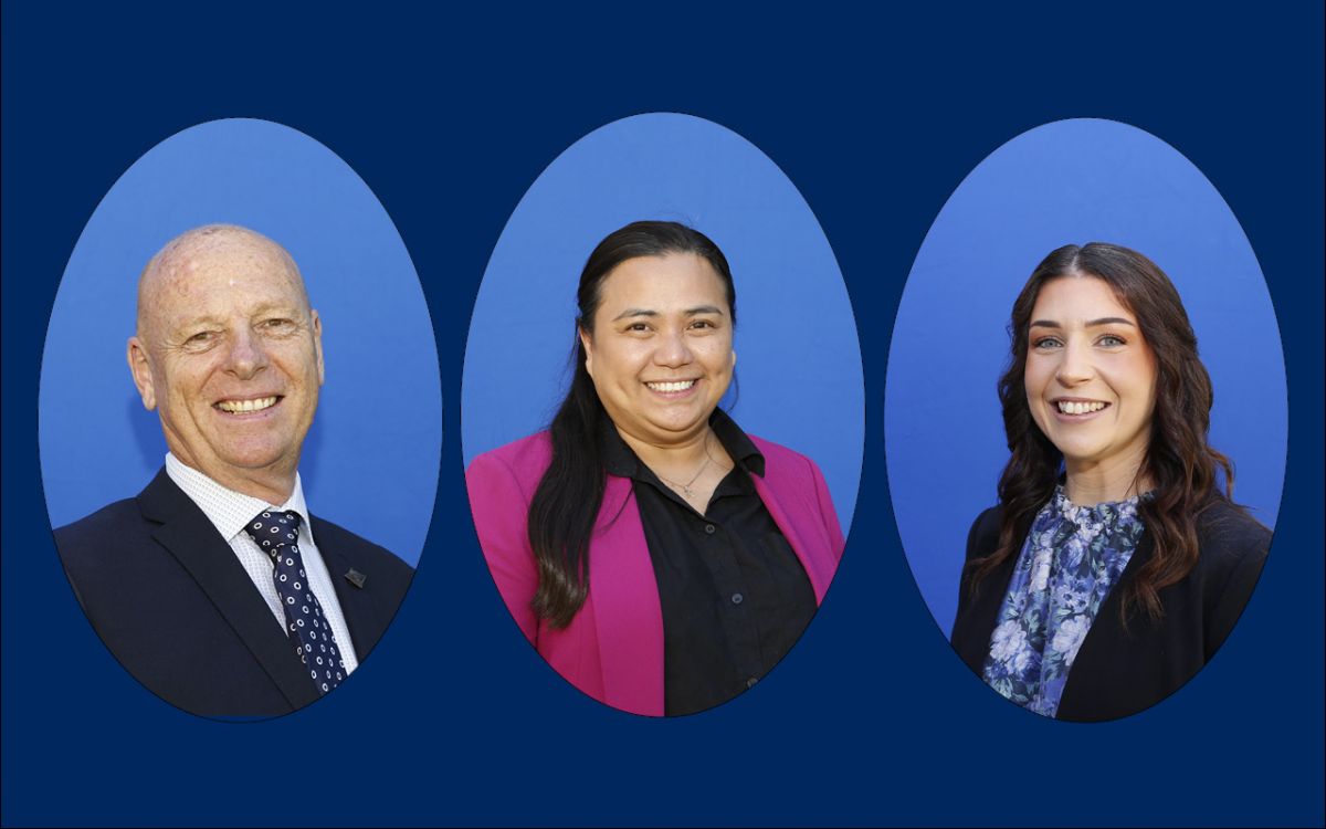 Image with head shots of three new councillors, one male and two females.