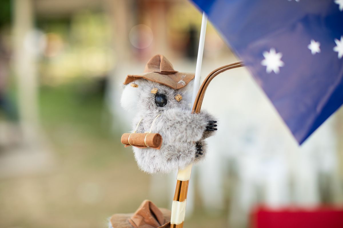 Toy Koala holding Australian flag