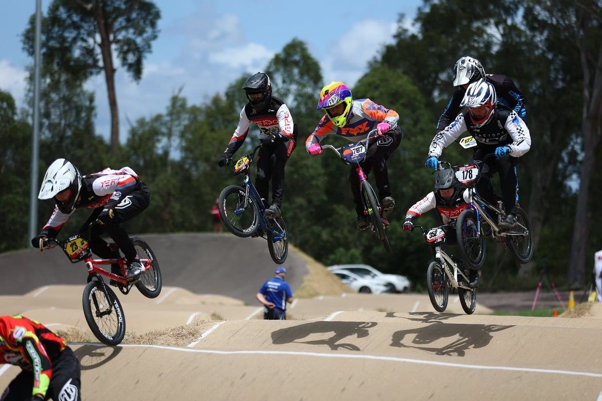 Kids competing at BMX