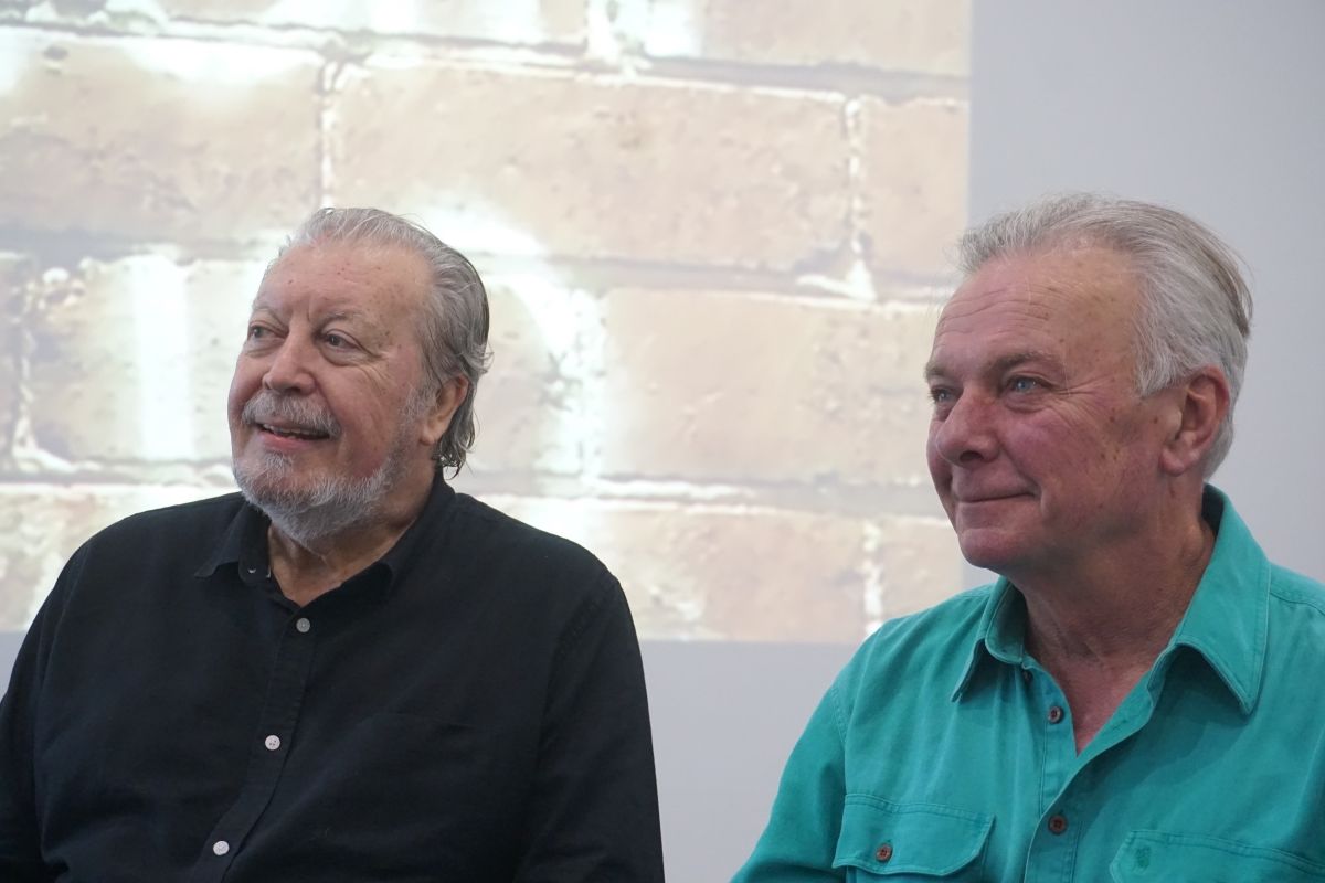 Photo of journalist Andrew Urban with Manager Museum of the Riverina Luke Grealy at the Museum of the Riverina