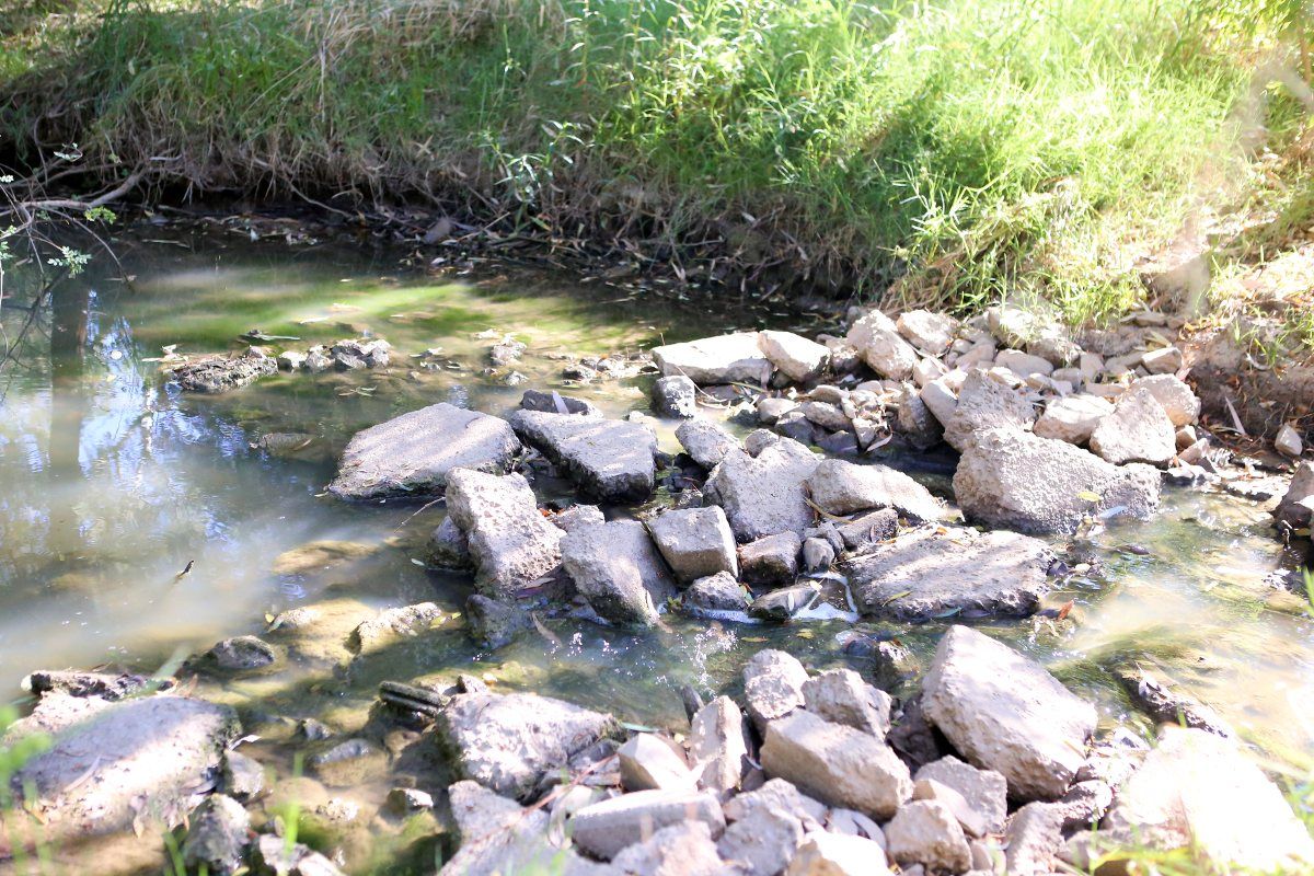 water trickling over rocks