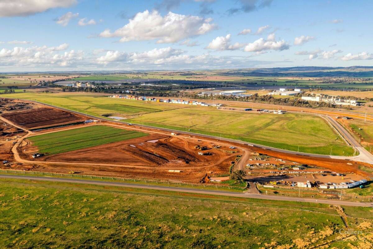 Aerial view of Riverina Intermodal Freight and Logistics Hub, RiFL, industrial land blocks in RiFL and RiFL West