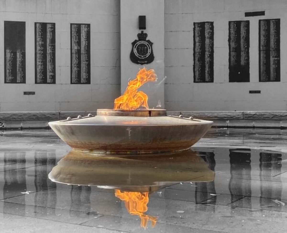 War memorial eternal flame.