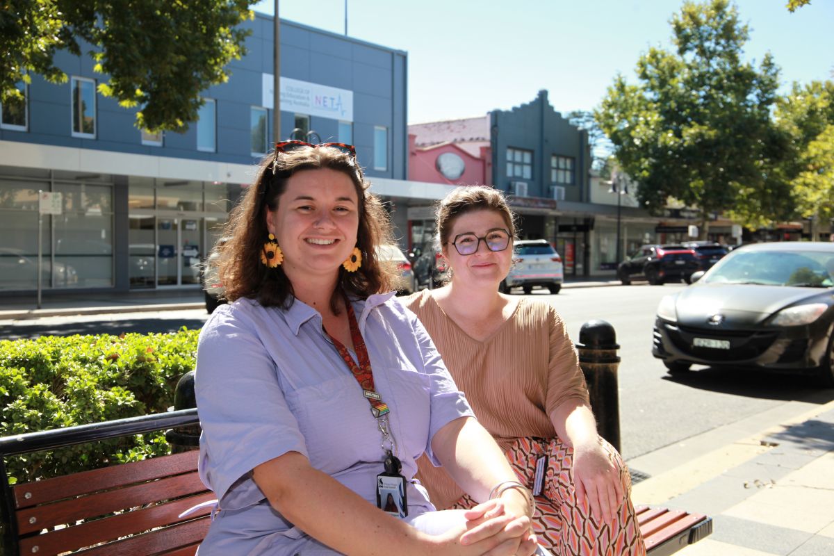 Community Development Coordinator Alex Osgood and Youth Development Officer Melissa Fattore on Baylis Street Wagga Wagga where the 2024 Youth Week Busking Competition will be held.