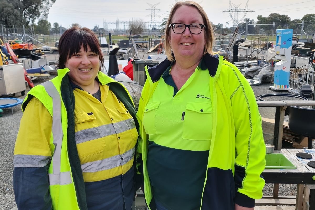 Council’s Supervisor Solid Waste Tammie Cook and Waste Education Officer Kirsty Vickers at Gregadoo Tip Shop