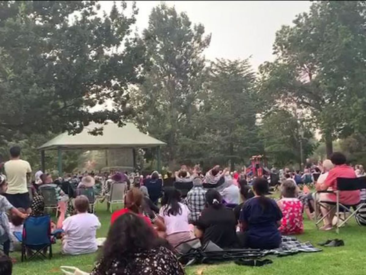 A large crowd gathered in the Victory Memorial Gardens for the Multi-Faith Prayer Service.