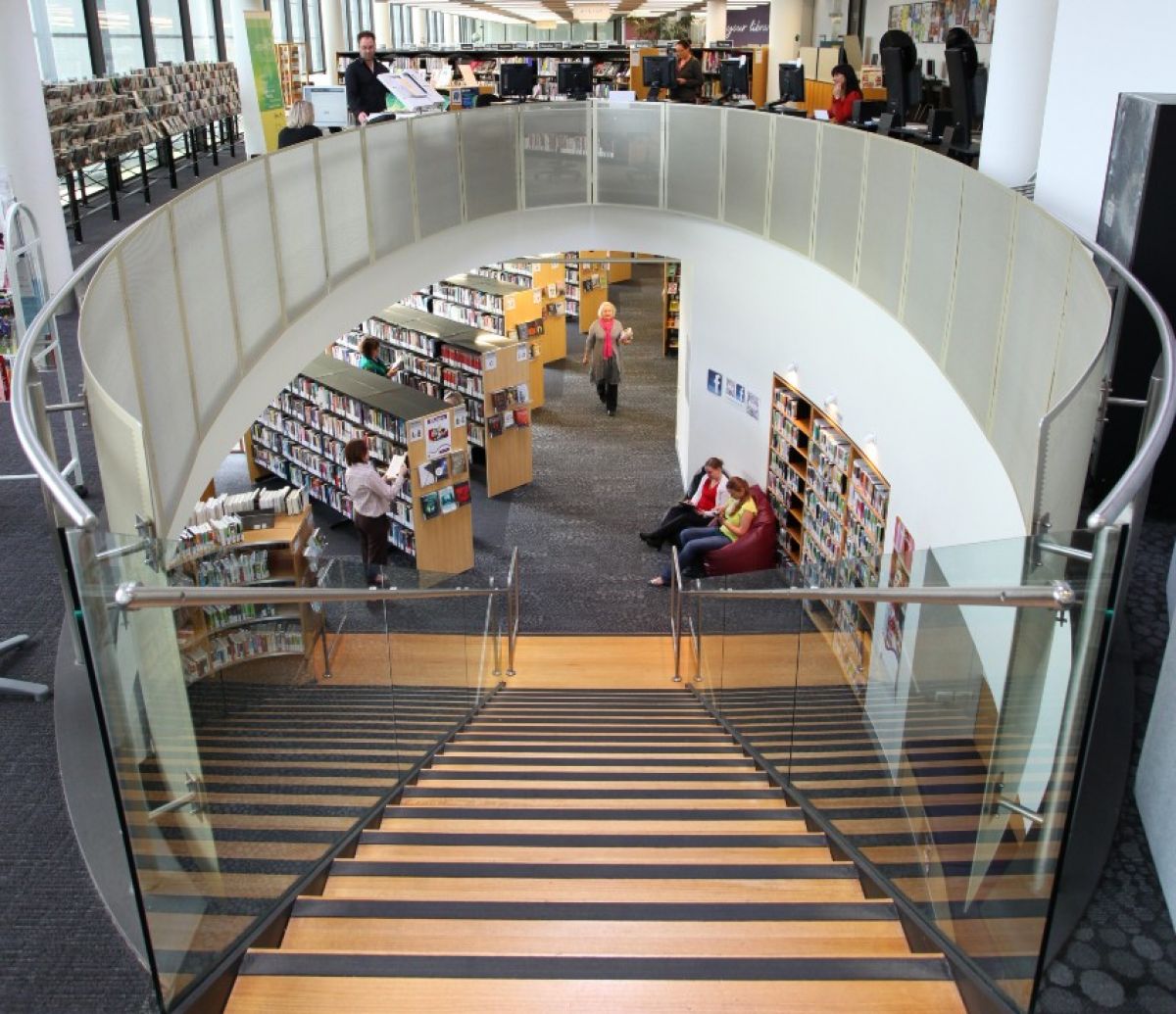 inside library with stairs