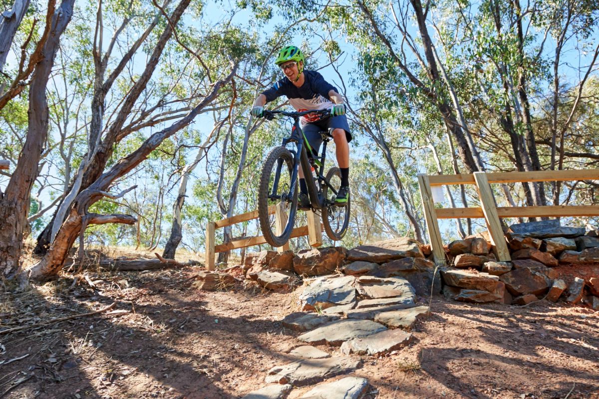 Mountain bike rider on bush track