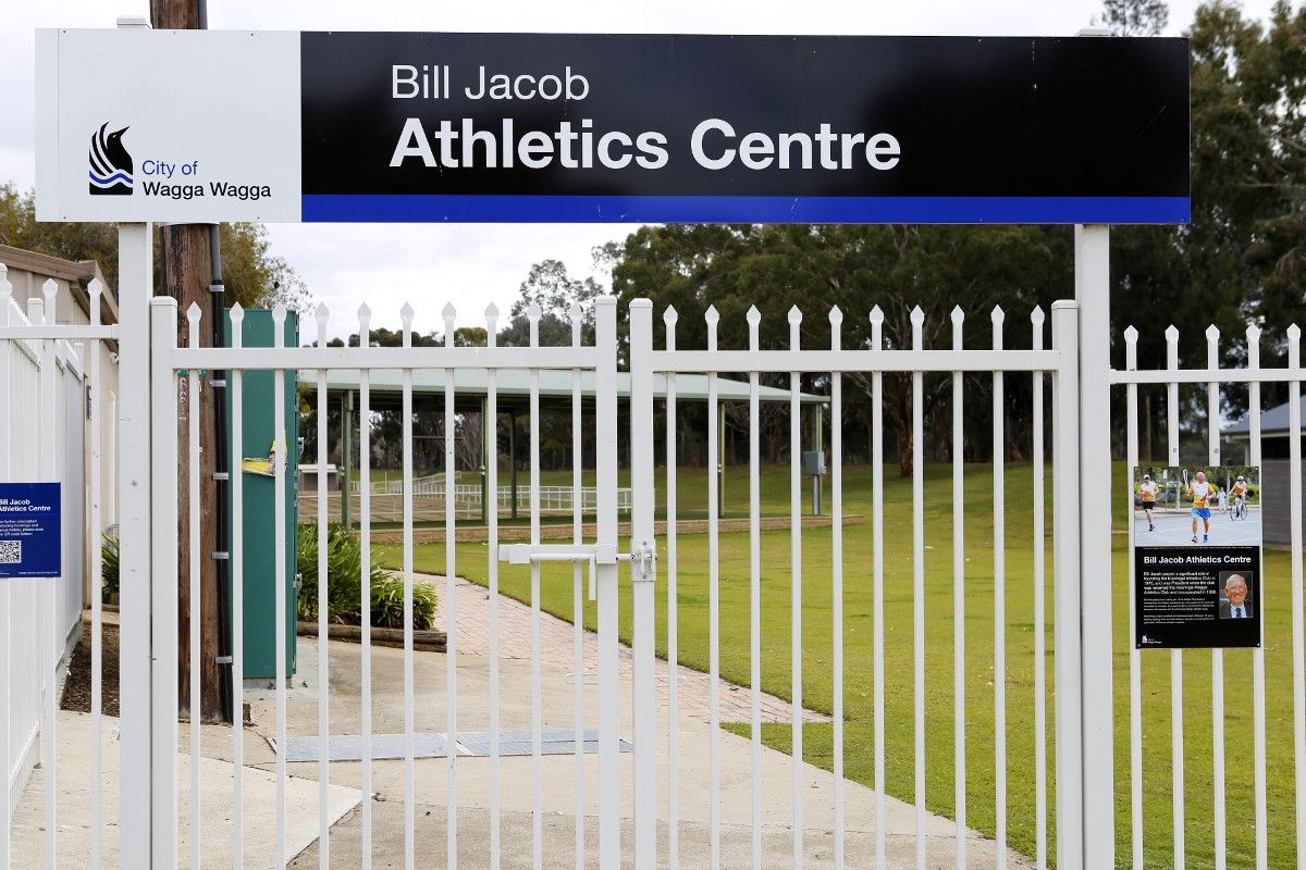 Bill Jacob Athletics Track sign