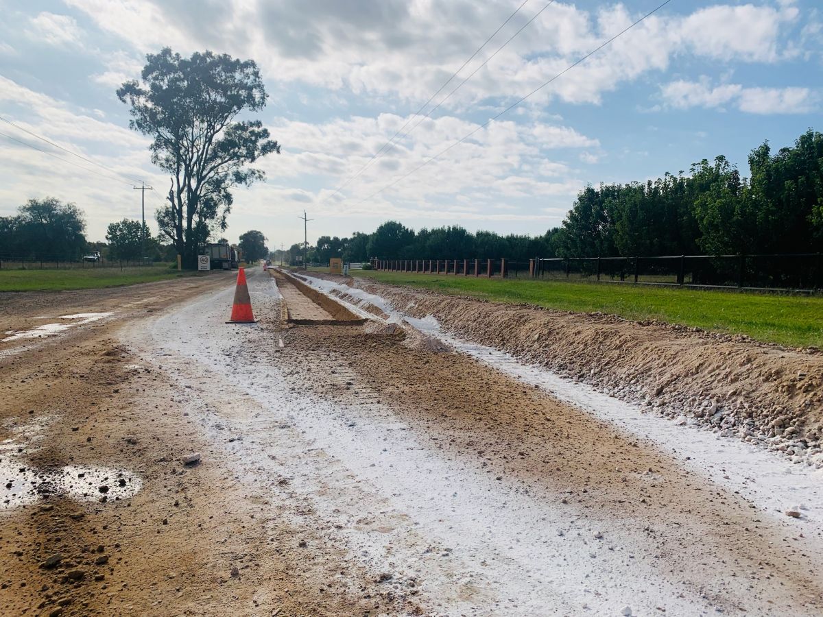 A dirt road under construction