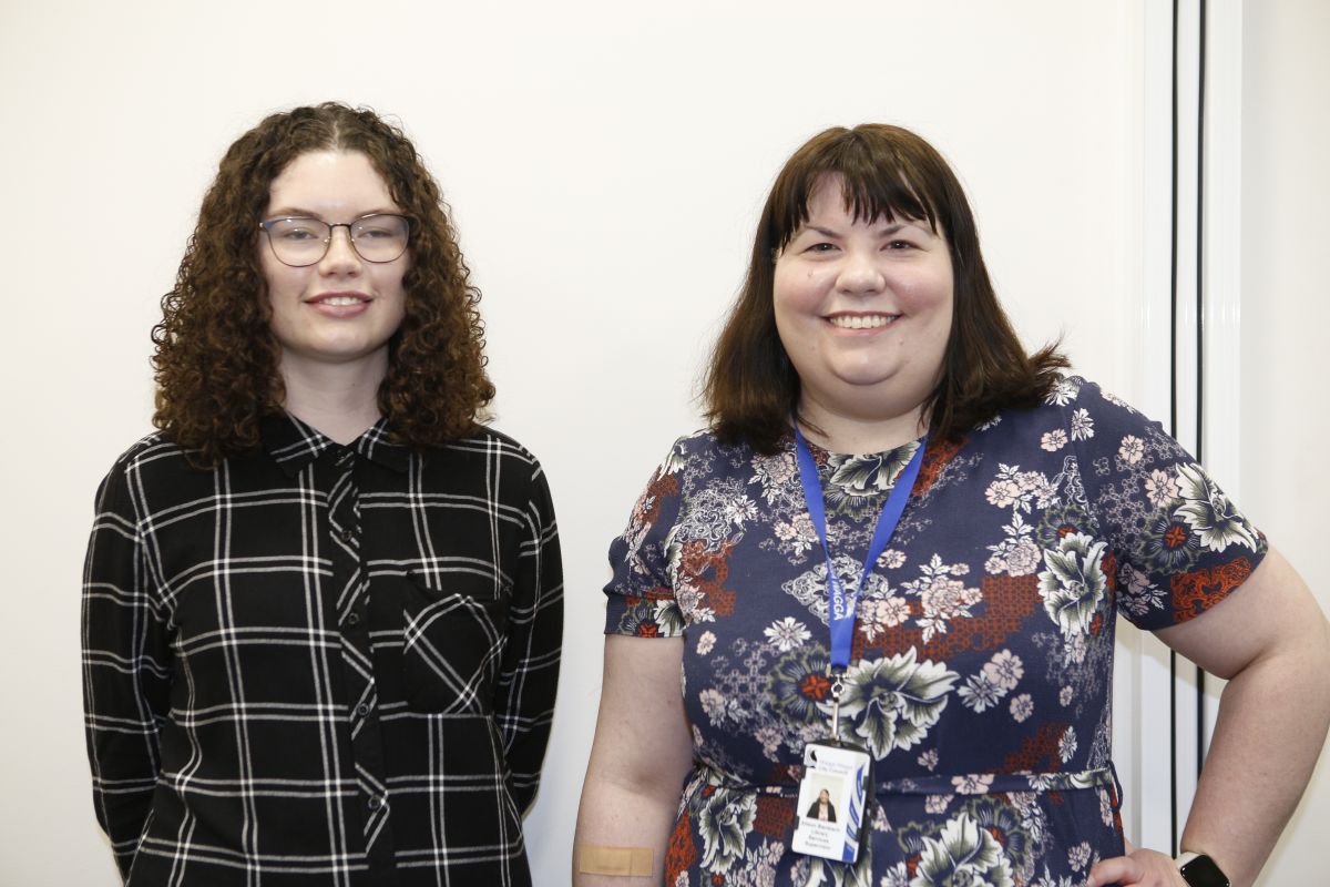  Picture (left to right) Class trainer Sophia and Library Services Supervisor Alison Bambach as technical support.  