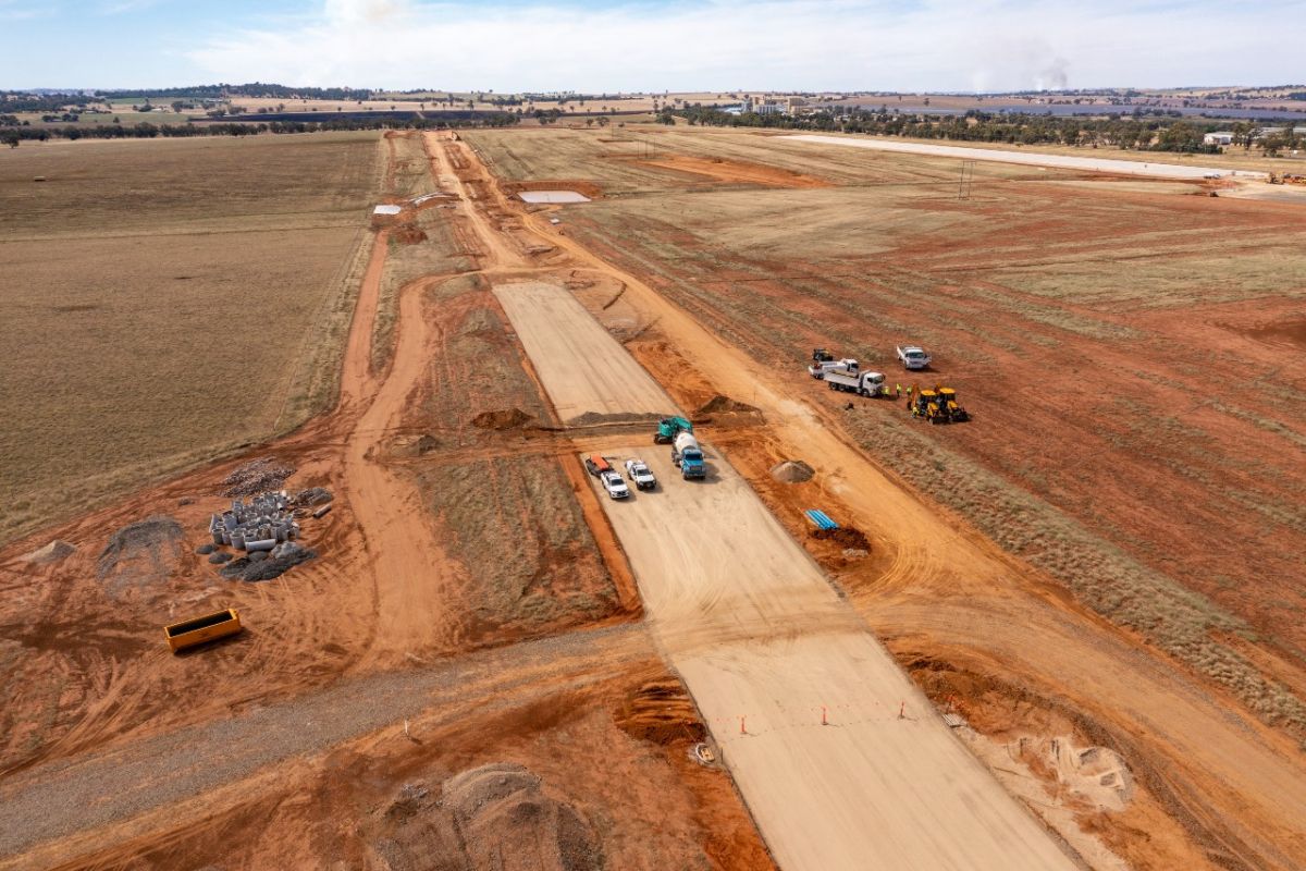 Aerial of base of new road for RiFL Industrial Estate