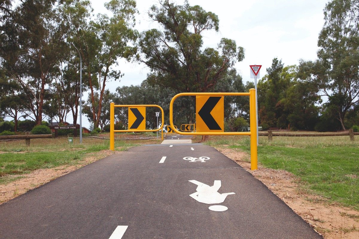 Bollards installed on the shared path 