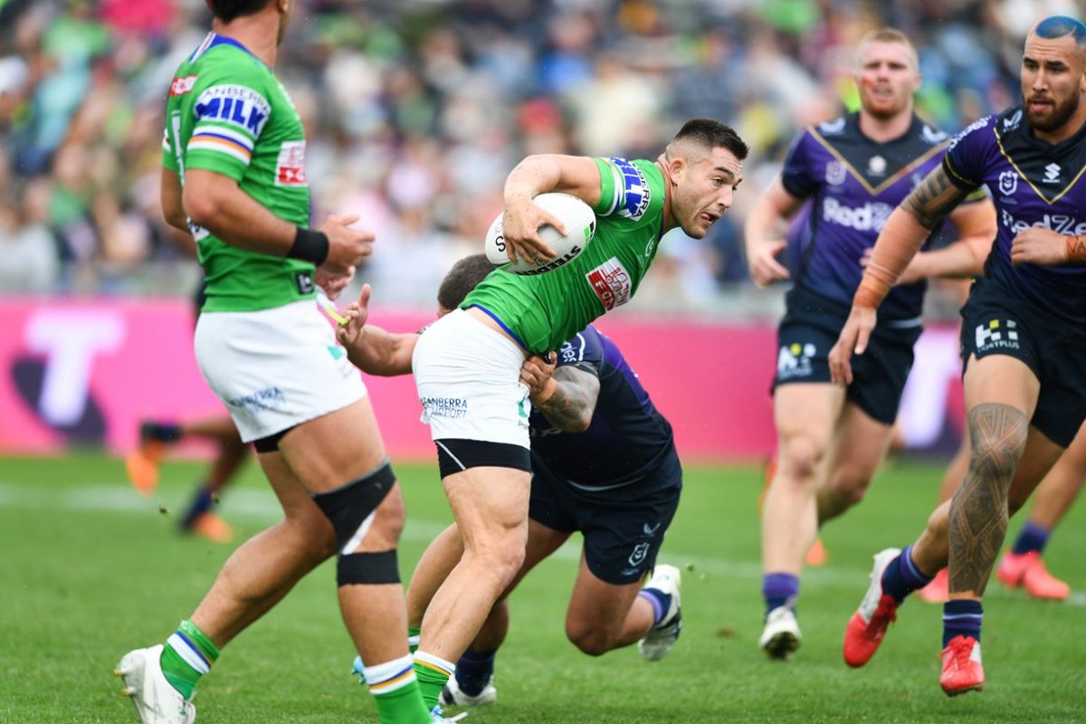 Raiders v Storm NRL game in 2022 at McDonalds Park