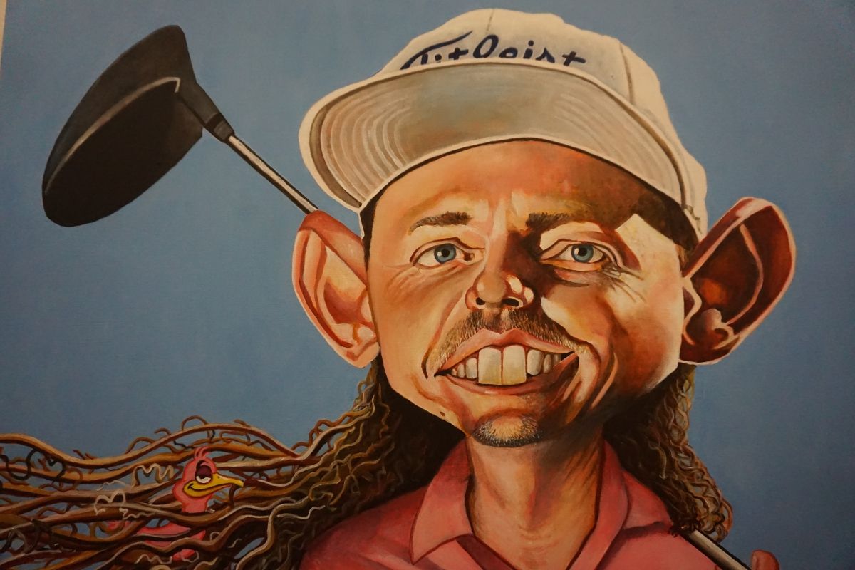 James Brennan's portrait of golfer Cameron Smith from the 2024 Bald Archy Prize.