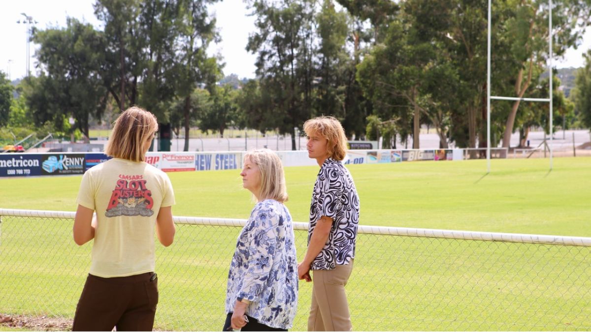 Oli and Louis Leimbach with Cr Jenny Mckinnon - back view