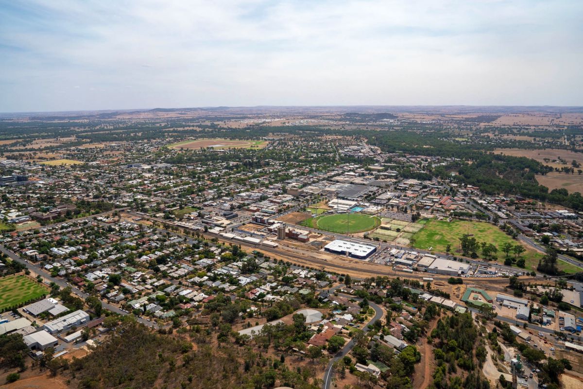 Aerial view of Wagga City Centre