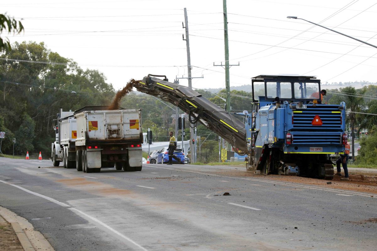 Road contractors working on lake Albert Road