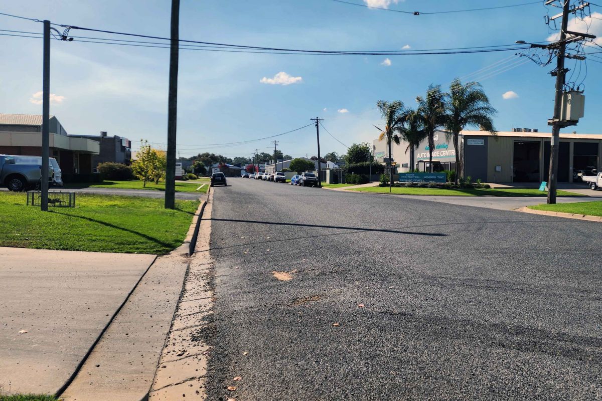 Nagle street with new seal after rehabilitation works in March 2023