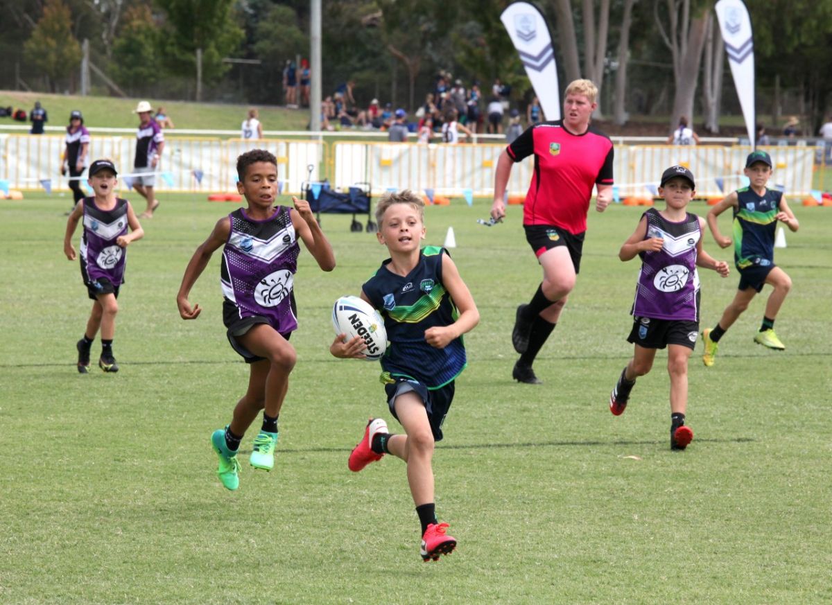 Boys playing touch football