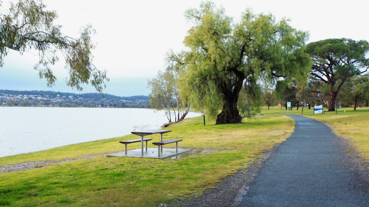 Shared path along banks of lake albert