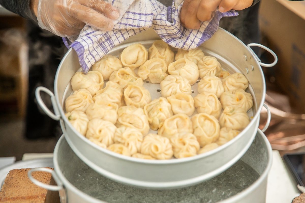 Tibetan MoMos being cooked