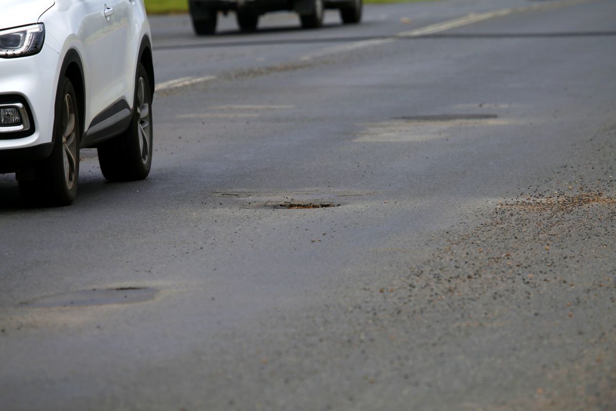 Potholes on suburban road