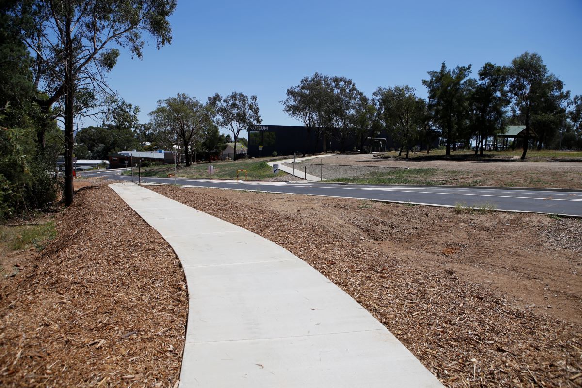 Newly installed pathway beside an upgraded road